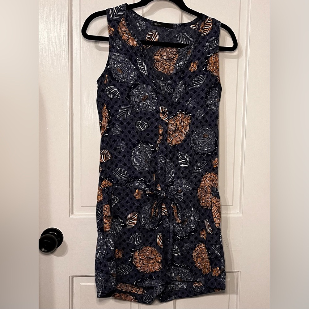Gibson Blue and Coral Floral Romper